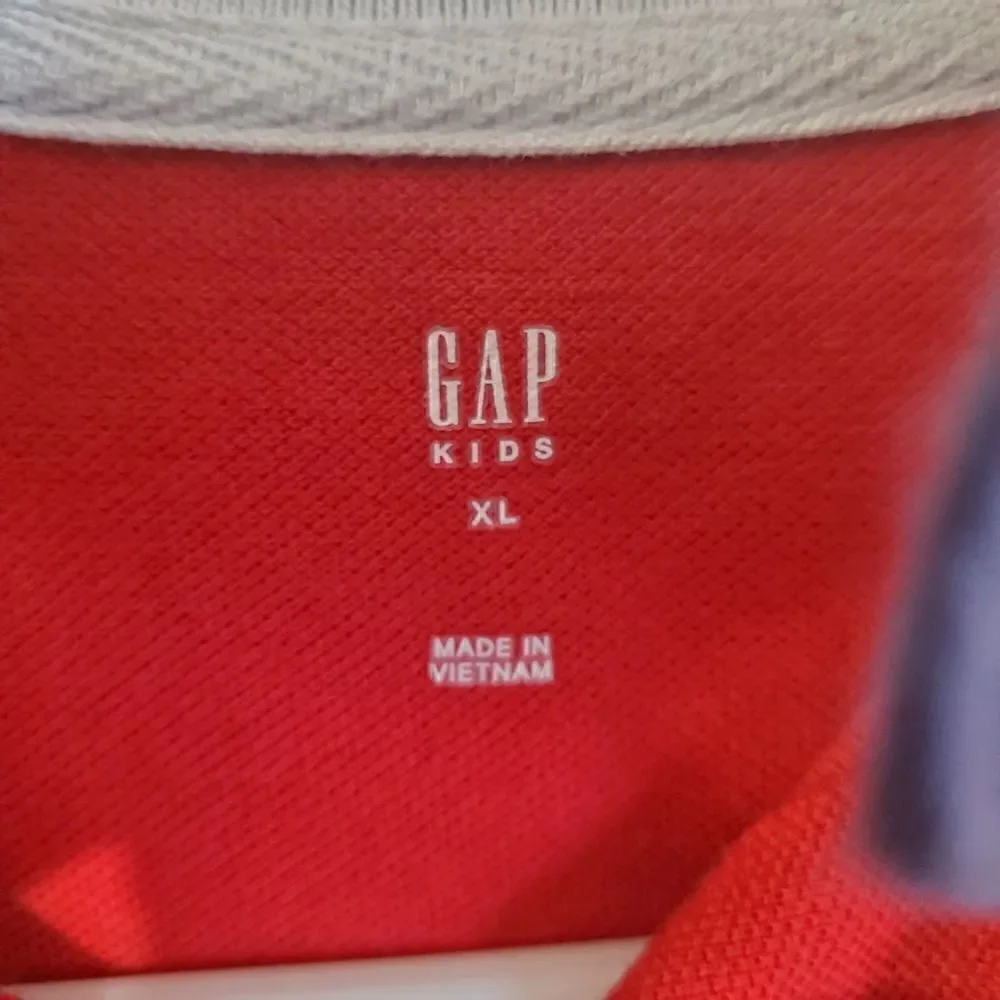 Gap Polo Kids XL Red Logo Spellout Pique Shirt